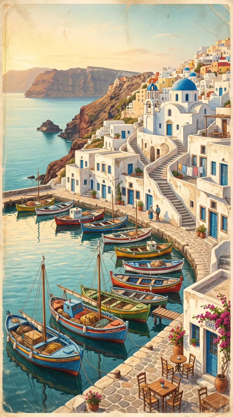 vintage-vacation-wallpapers-greek-island-harbor