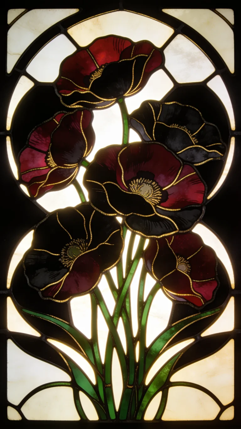 black-stained-glass-wallpapers-midnight-poppy