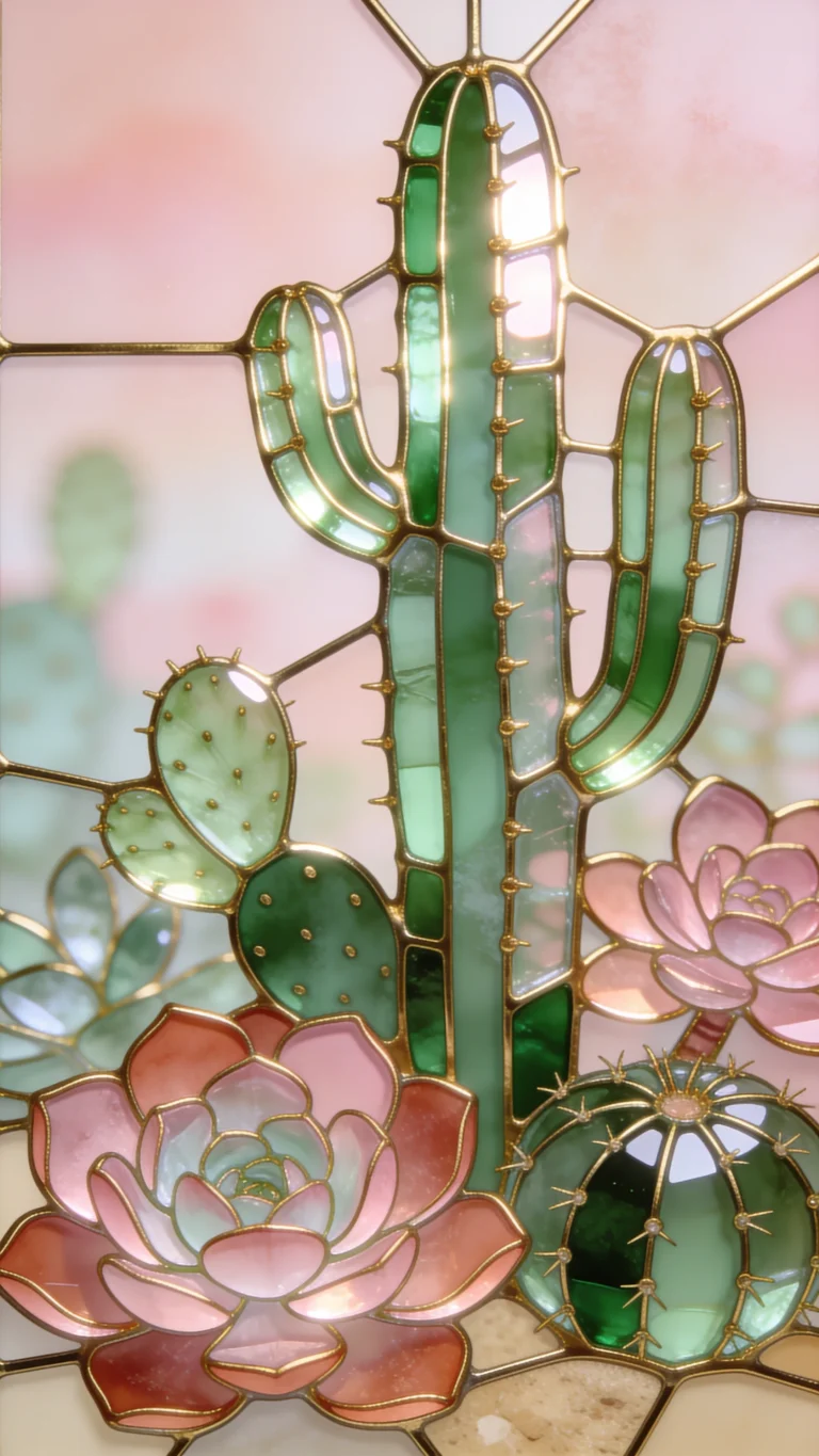 stained-glass-wallpaper-aesthetic-cactus-succulent