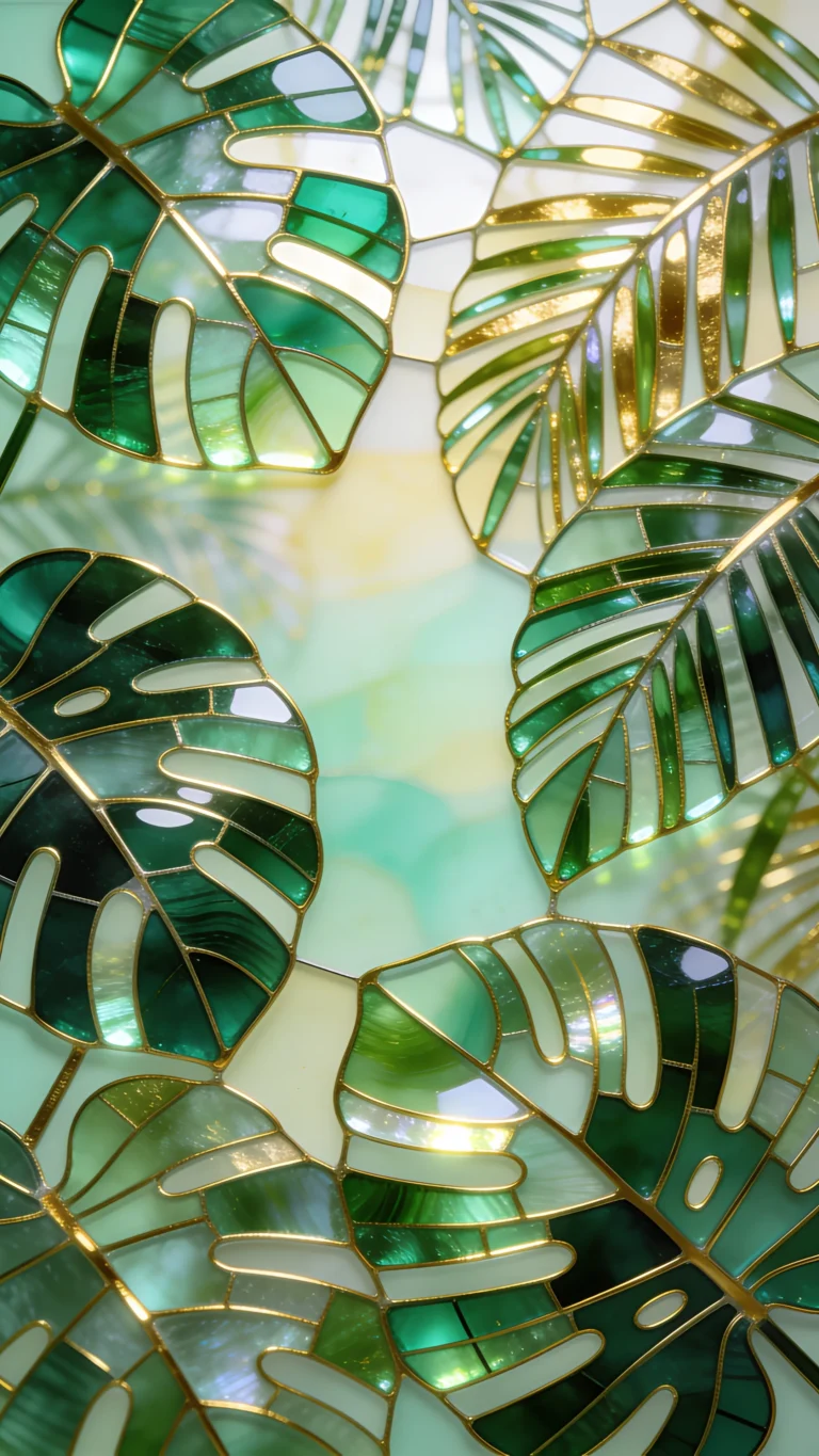 stained-glass-wallpaper-aesthetic-palm-leaves