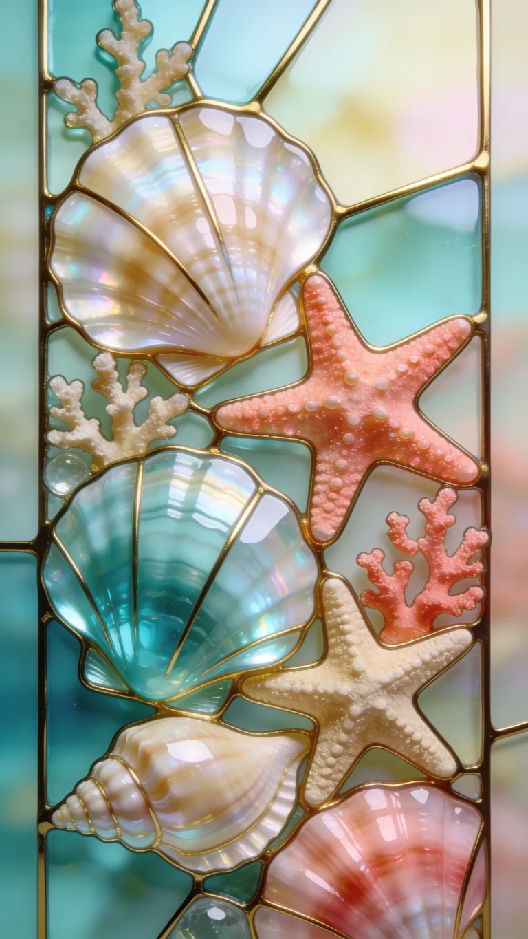 stained-glass-wallpaper-aesthetic-seashell-starfish