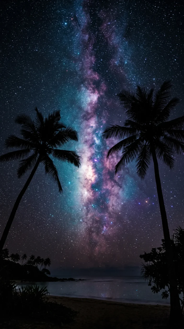 black-starry-night-wallpapers-palm-milky-way